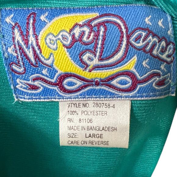 Vintage Teal Zip-Front Robe Nightgown with Lace Trim and Ruffle Details - Large - Picture 6 of 7